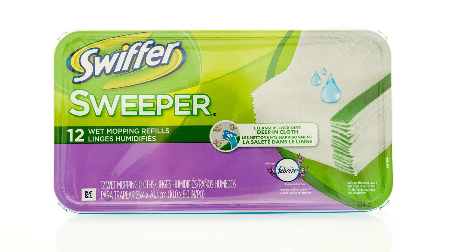 Package of Swiffer sweeper wet mopping refills
